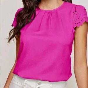 SHEIN Fuchsia Blouse with Eyelet Sleeves